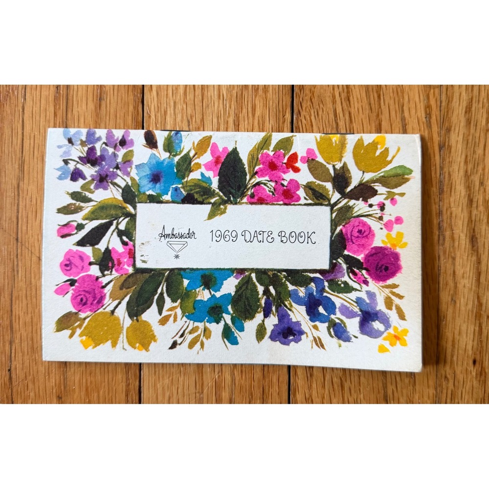Vintage 1969‎ Ambassador Date Book Pocket Planner Floral Klein's Ephemera 60s